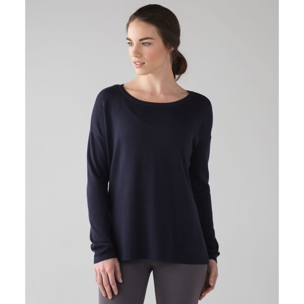 Lululemon NWOT Well Being Crewneck Cashmere Tencel Sweater Midnight Navy 6
